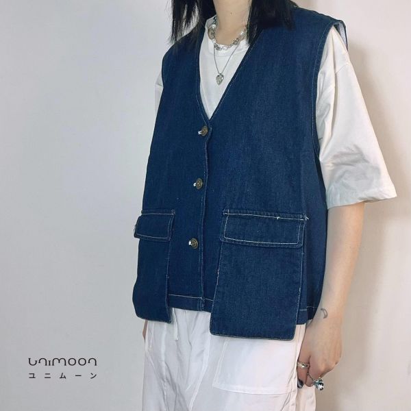 ᴀᴜɢ 𝟮𝟱-𝟭𝟴 設計感口袋牛仔背心 