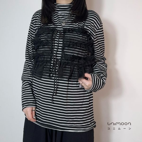 𝟮𝟲𝟮𝟭𝟭 黑夜精靈細繩雙綁帶透紗背心 