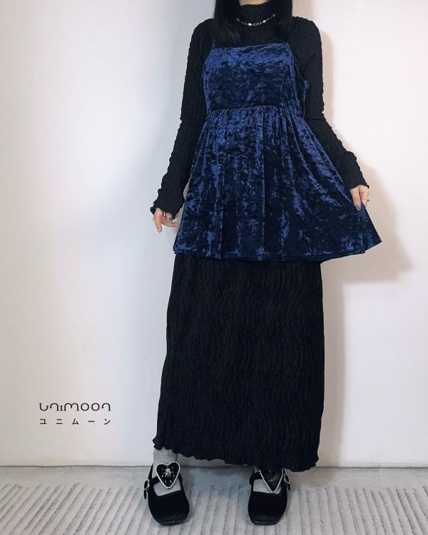 𝟮𝟲𝟭𝟭𝟭 後綁帶小夜空絲絨蛋糕背心 