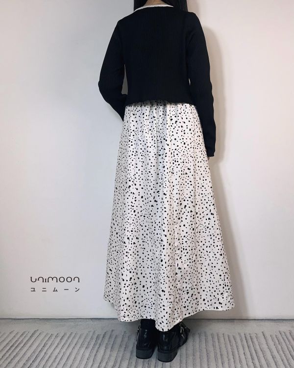 𝟮𝟲𝟭𝟬𝟵 鬆緊腰白底豹紋魚尾裙 