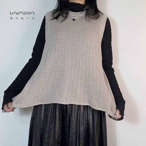 ɴᴏᴠ 𝟮𝟱-𝟮𝟴 奶茶卷邊拼接感針織背心 