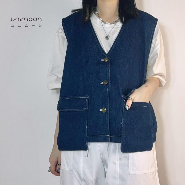 ᴀᴜɢ 𝟮𝟱-𝟭𝟴 設計感口袋牛仔背心 