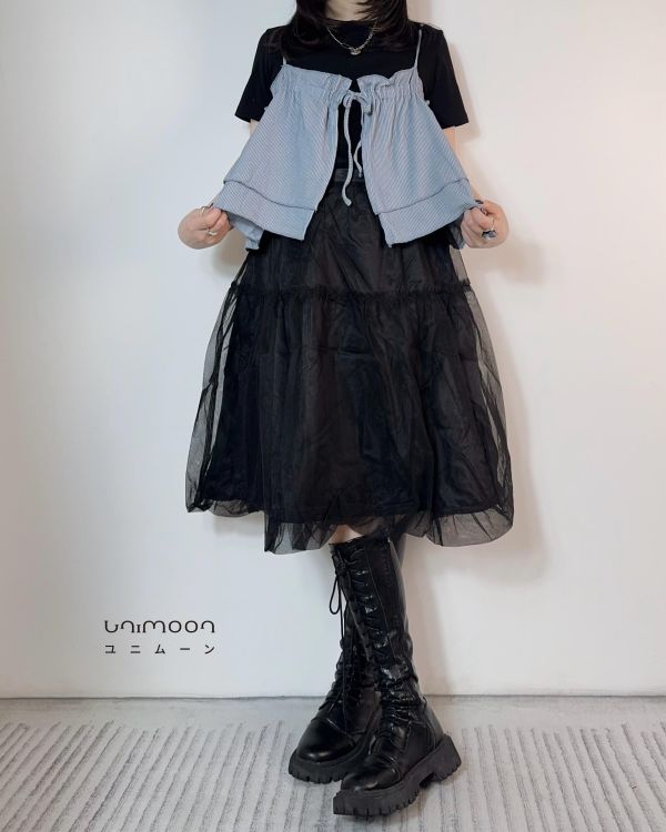 𝟮𝟲𝟯𝟭𝟱 影子收藏家雙層五分花苞裙 