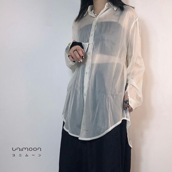 ꜱᴇᴘ 𝟮𝟱-𝟭𝟮 慵懶系玻璃糖紙後綁帶襯衫 