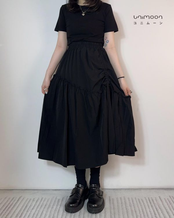 𝟮𝟲𝟯𝟭𝟳 芭蕾風抽繩褶皺設計A字裙 