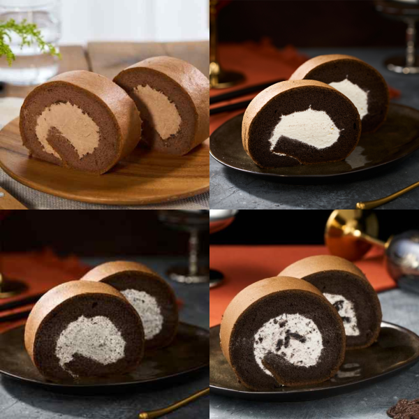 切片生乳捲(脆片巧克力，黑金巧克力，黑芝麻，ＯＲＥＯ巧克力） 