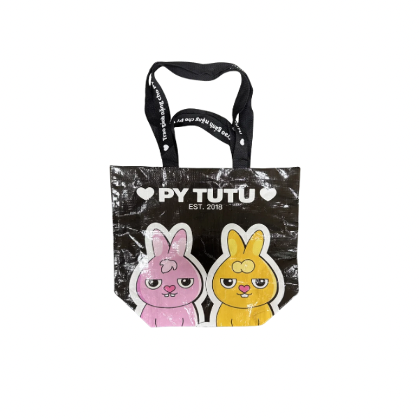 【PY TUTU 原創設計】潮流防水手提袋｜正反撞色雙兔包 購物袋 萬用手提包 寬提帶（彩色撞色款／經典酷黑款） 