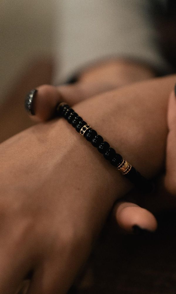 黑瑪瑙｜銀鑽切片 