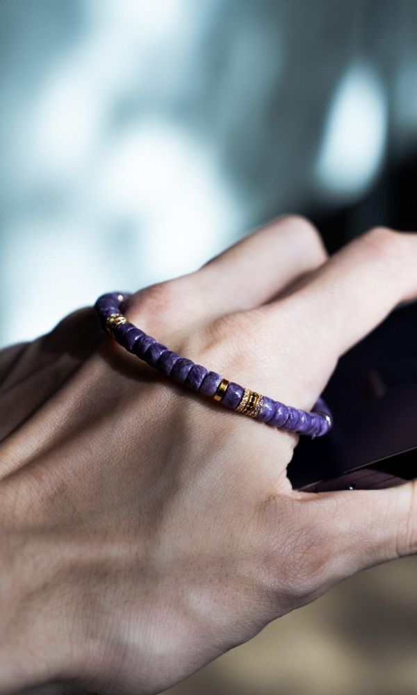 紫龍晶｜銀鑽切片 