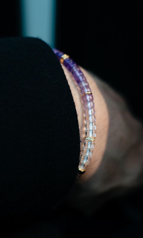 漸層紫水晶｜銀鑽切片 