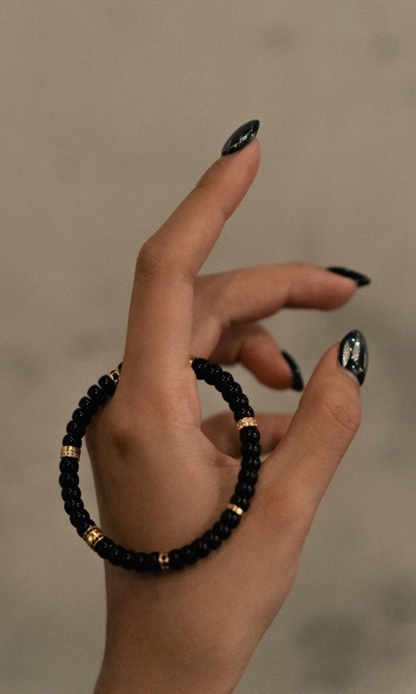 黑瑪瑙｜銀鑽切片 