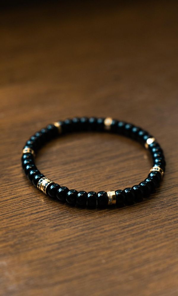 黑瑪瑙｜銀鑽切片 