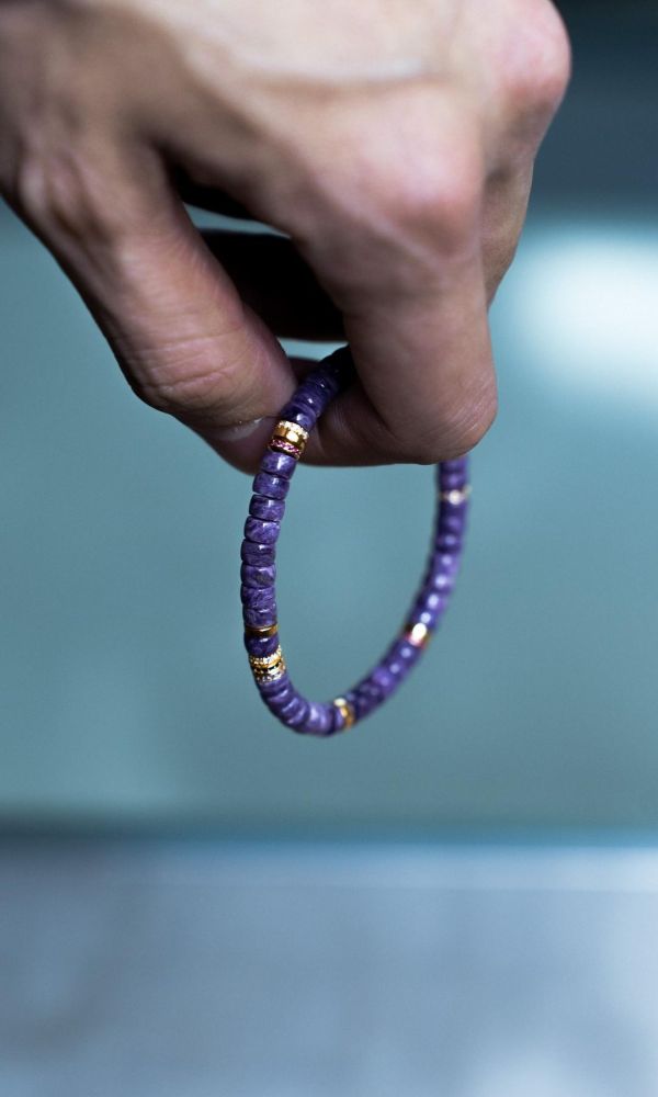 紫龍晶｜銀鑽切片 