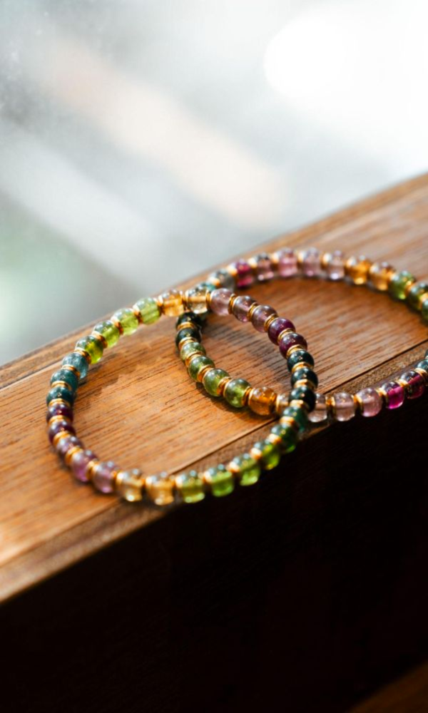 彩虹碧璽｜夾心珠 