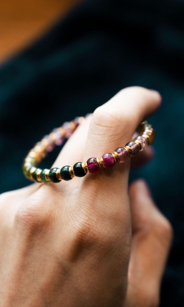 彩虹碧璽｜夾心珠 