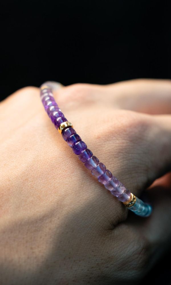 漸層紫水晶｜銀鑽切片 