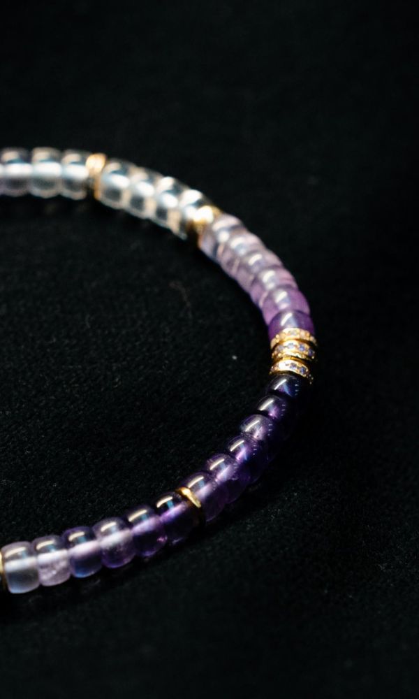 漸層紫水晶｜銀鑽切片 