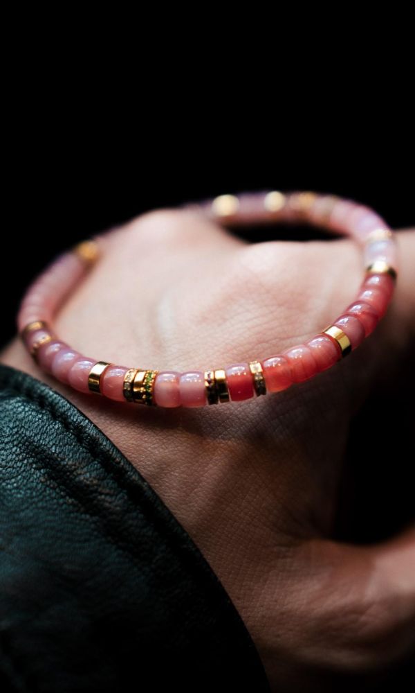 粉糯瑪瑙｜銀鑽切片 