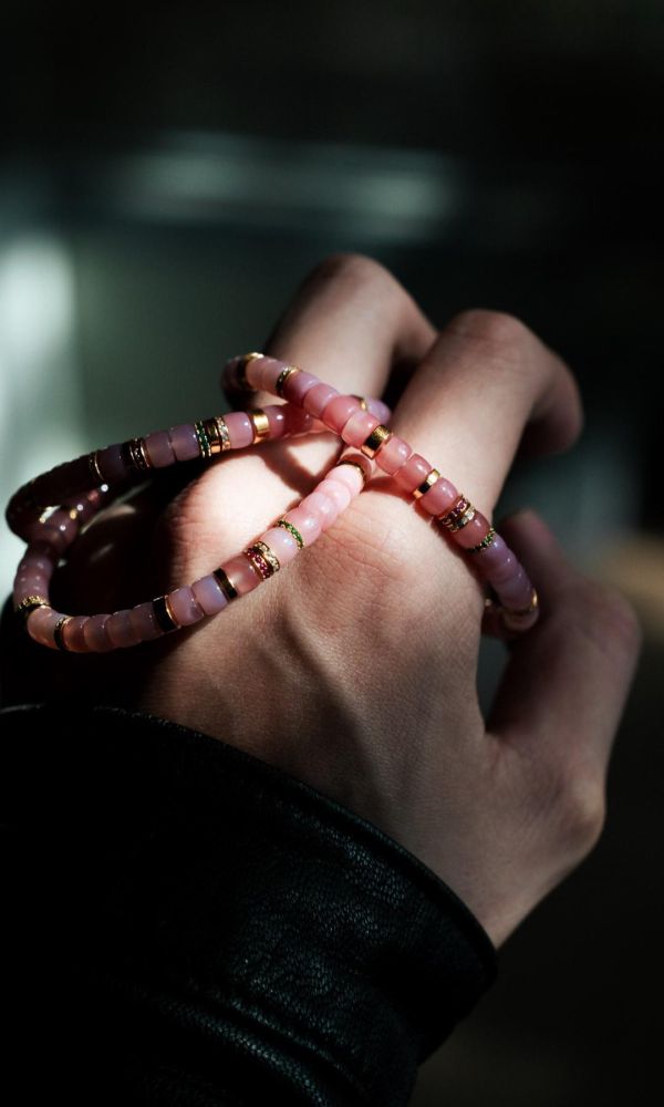 粉糯瑪瑙｜銀鑽切片 