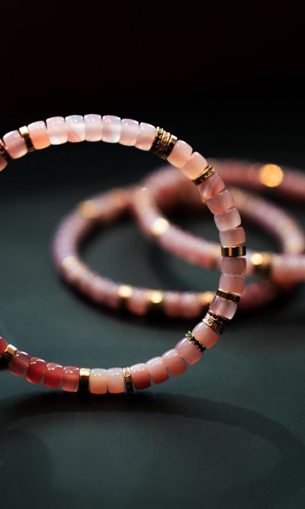 粉糯瑪瑙｜銀鑽切片 