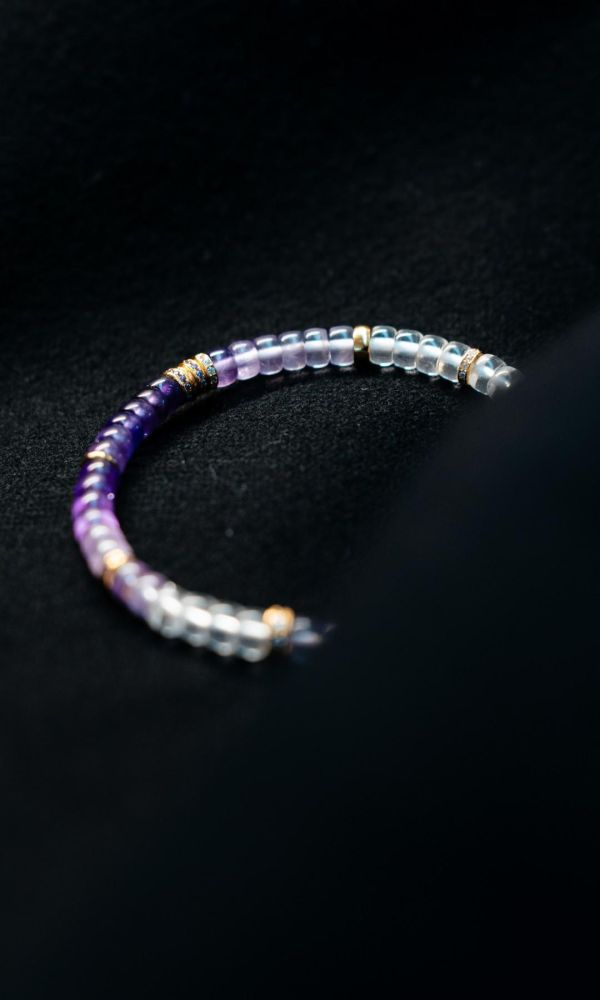 漸層紫水晶｜銀鑽切片 