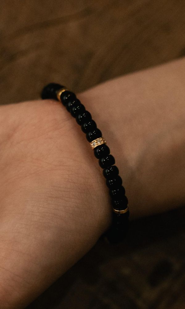 黑瑪瑙｜銀鑽切片 