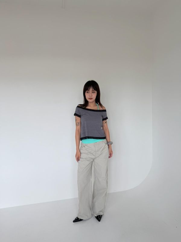 。Tokii選品。尼龍直筒修身長褲 