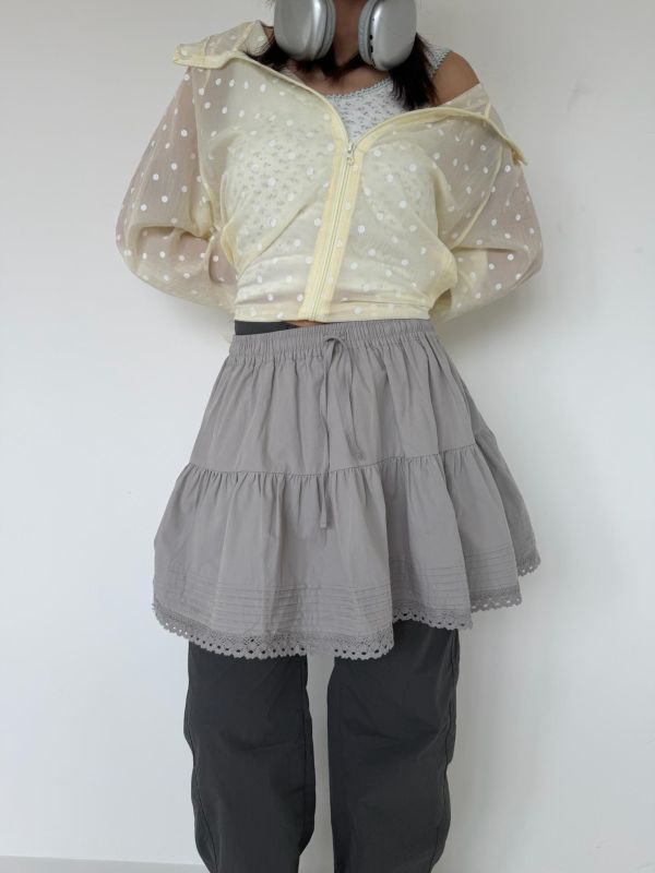 。Tokii選品。蕾絲下擺五分裙 