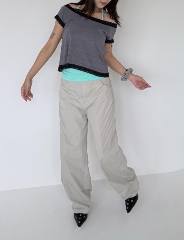 。Tokii選品。尼龍直筒修身長褲 