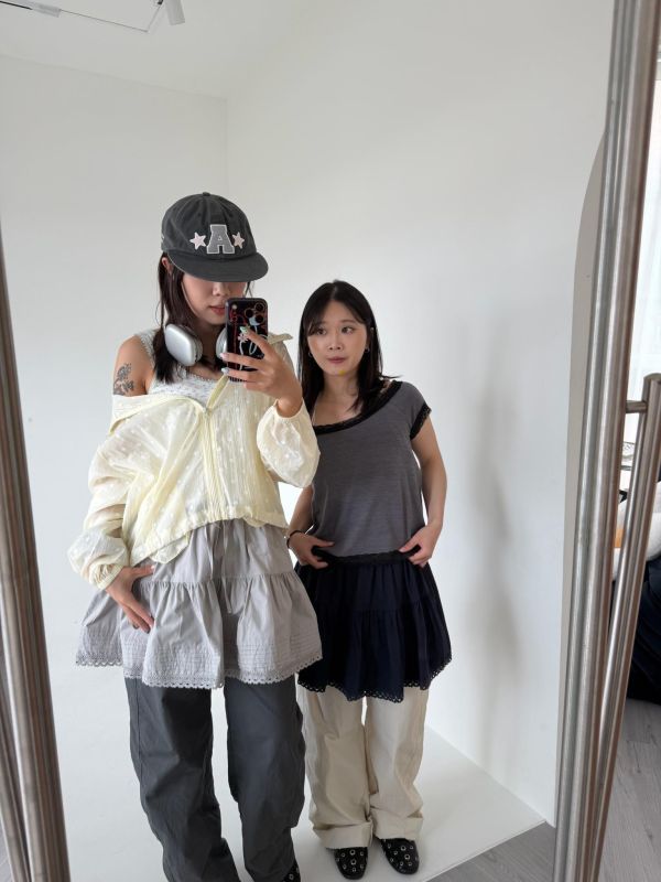 。Tokii選品。蕾絲下擺五分裙 
