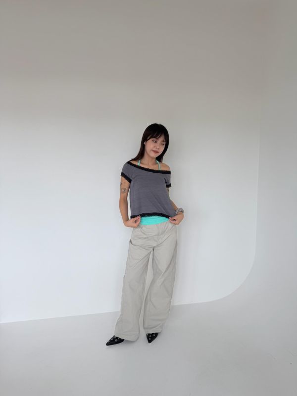 。Tokii選品。尼龍直筒修身長褲 