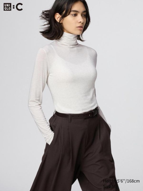 Uniqlo女生極暖高領喀什米爾發熱衣 