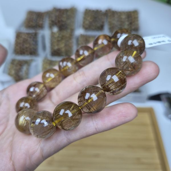 15mm高品鈦晶手珠 淨體,鈦晶,Mi晶亮,水晶,透水晶