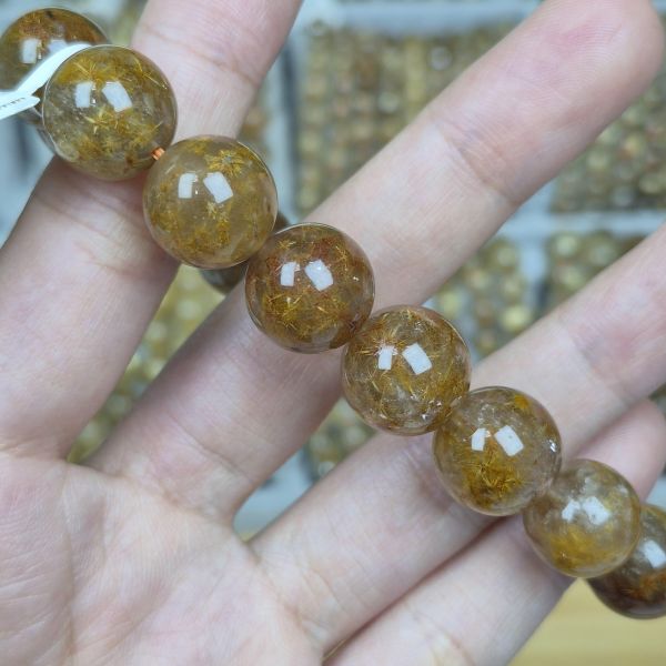 鈦晶海膽花手珠 鈦晶,水晶,海膽,精品,高品