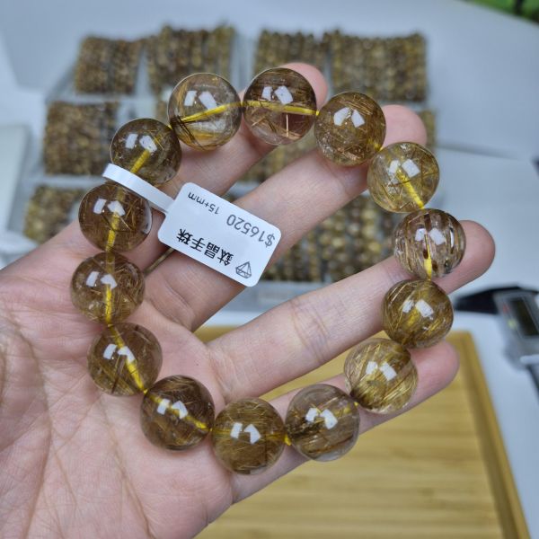 15mm高品鈦晶手珠 淨體,鈦晶,Mi晶亮,水晶,透水晶