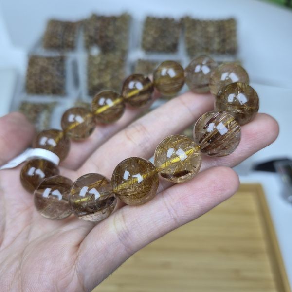 15mm高品鈦晶手珠 淨體,鈦晶,Mi晶亮,水晶,透水晶