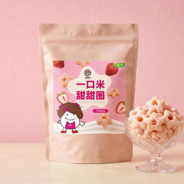 一口米甜甜圈(草莓優格味)160g(奶素) 米甜甜圈,一口甜甜圈,可可甜甜圈,牛奶甜甜圈,米點心,台灣米點心,下午茶點心推薦,小顆甜甜圈點心,團購甜點推薦,辦公室零食推薦,送禮甜點推薦,追劇零食必備,米製健康零食,台灣穀堡,米甜點,台灣製米點心,伴手禮,台灣美食