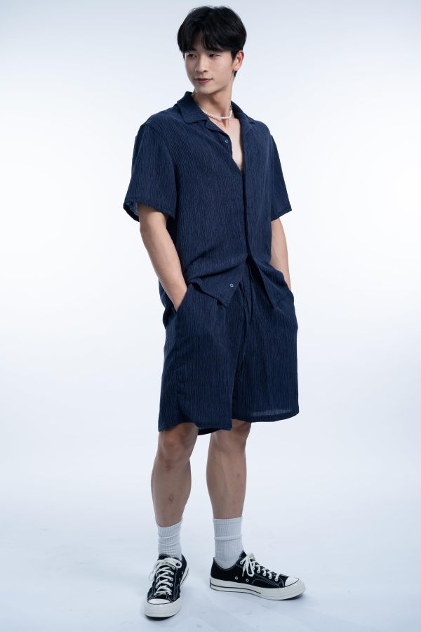 夏日慵懶褶光套裝 