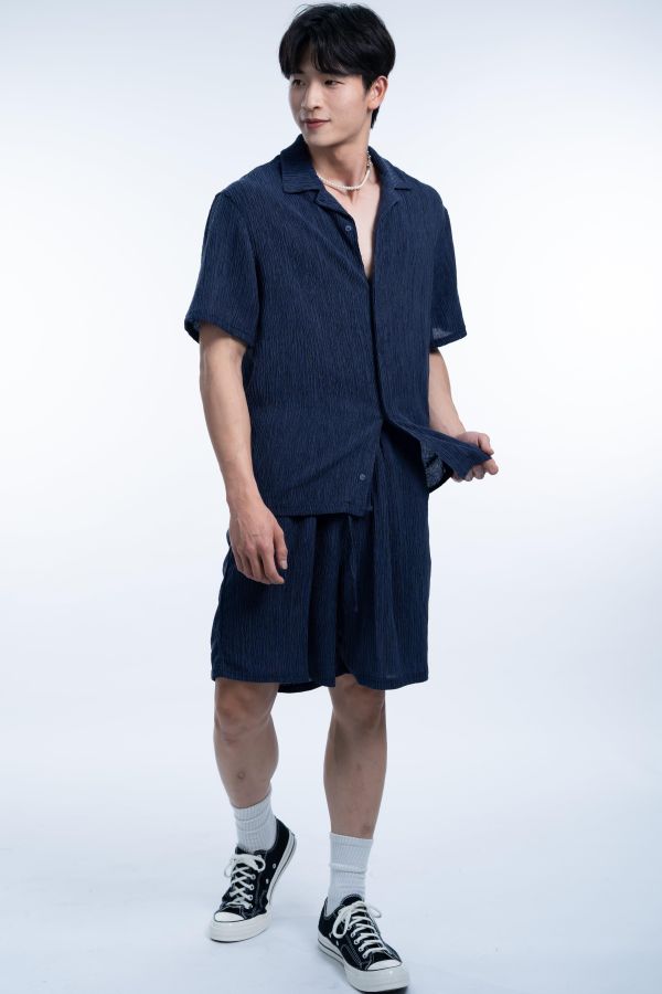 夏日慵懶褶光套裝 