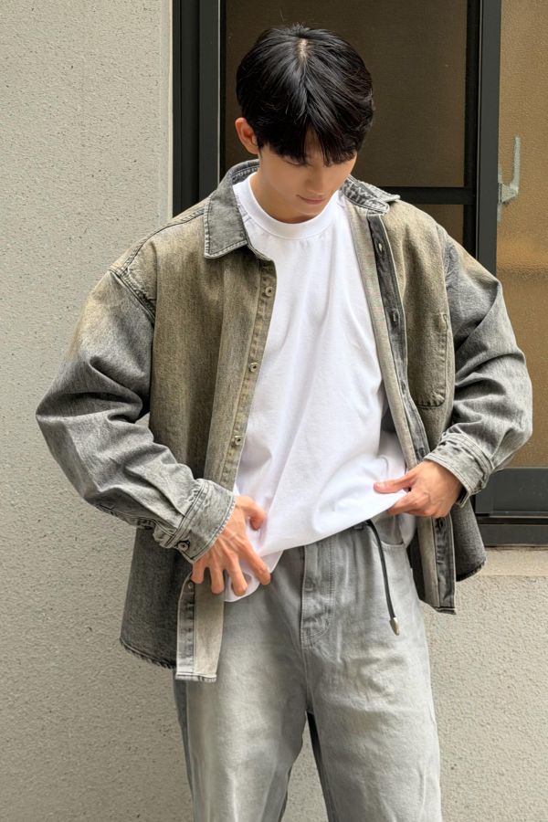 復古刷色牛仔夾克 