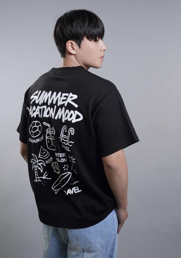 手繪線條塗鴉寬版 Tee 