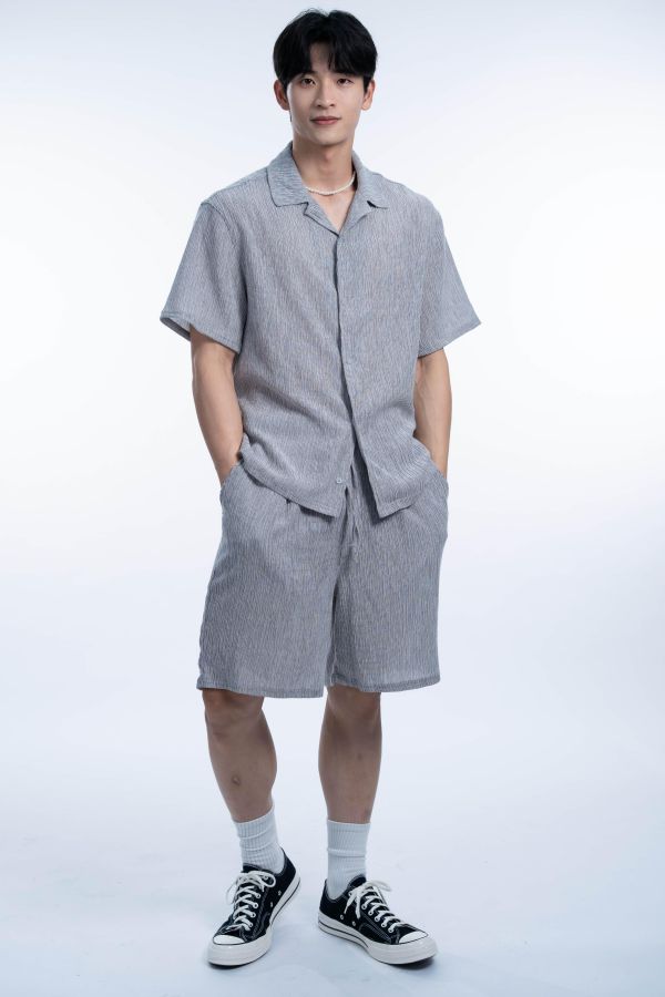 夏日慵懶褶光套裝 
