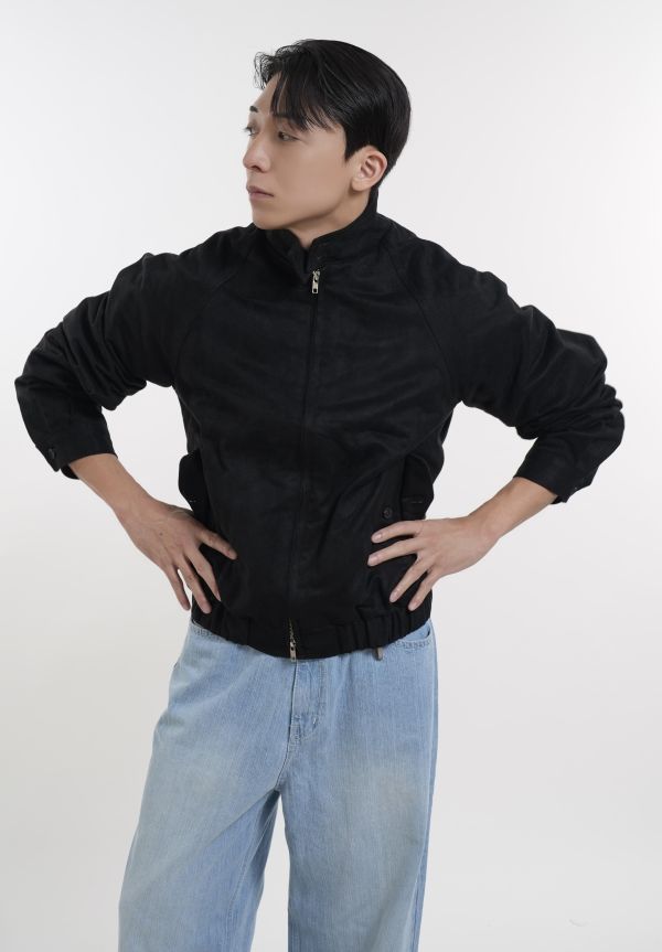 麂皮感立領哈靈頓夾克 