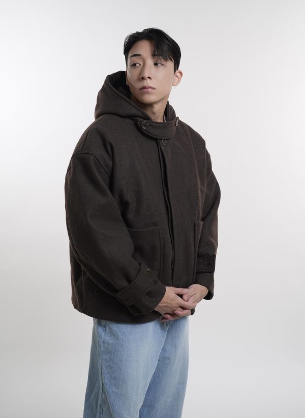 都會休閒毛呢連帽夾克 
