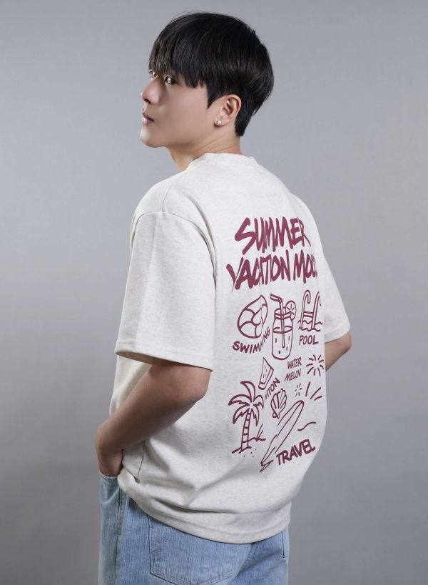 手繪線條塗鴉寬版 Tee 