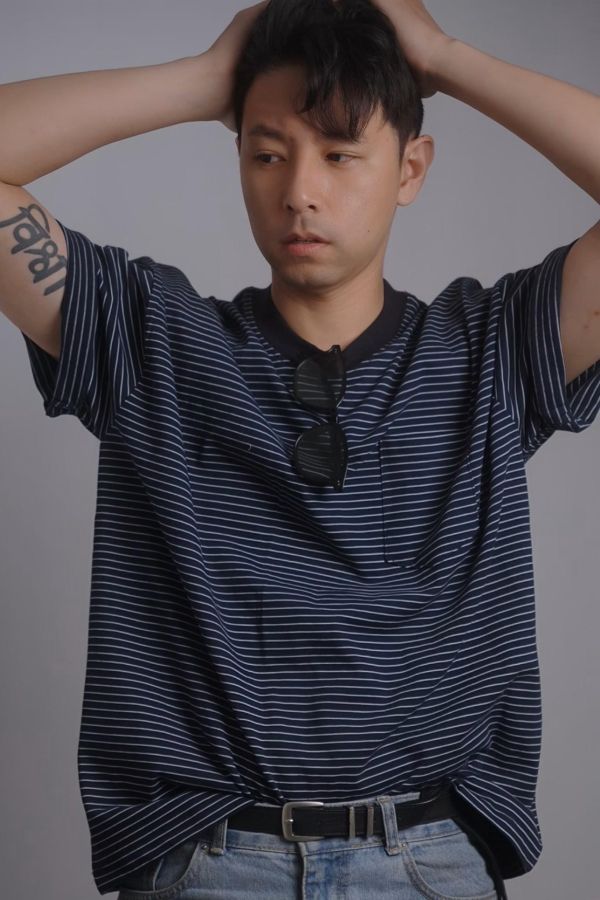 條紋口袋厚磅踢 