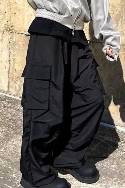 工裝抽繩尼龍風褲 