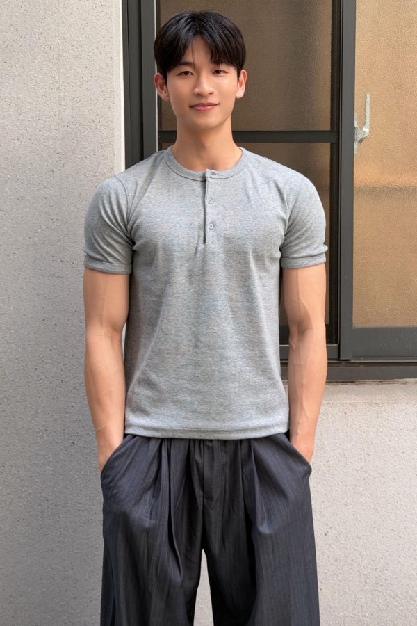 Muscle Fit亨利領短衫 