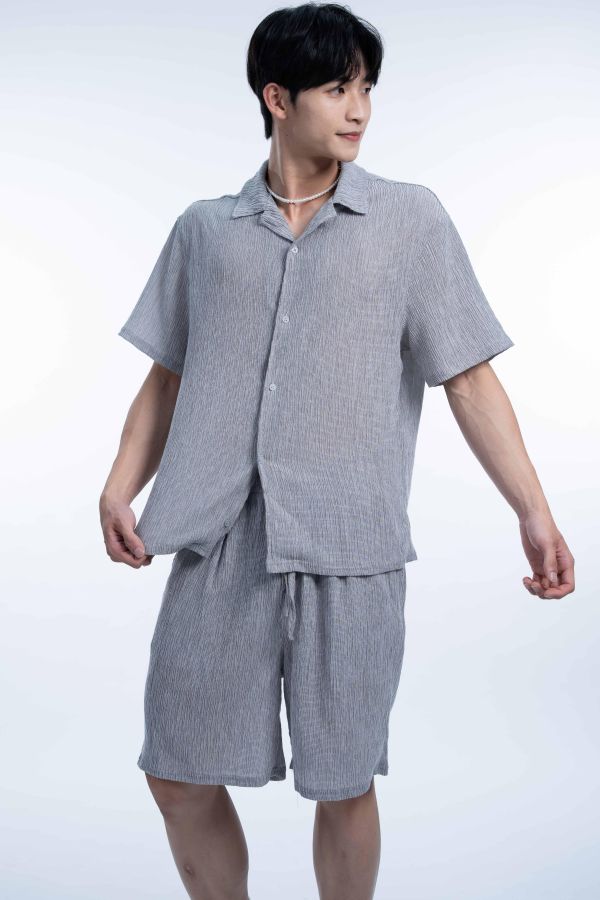 夏日慵懶褶光套裝 