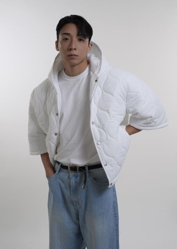 葫蘆紋連帽五分袖鋪棉外套 
